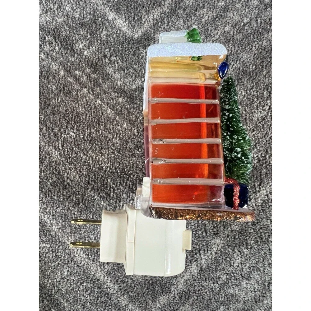 Eulit Christmas Fireplace Glitter Flickering FIame Plug-in Nightlight TESTED